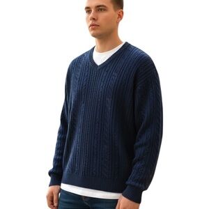Vintage Tosani Cable Knit Sweater V-Neck Blue XL Classic Preppy Pullover Canada